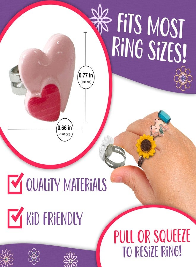 Star Princess Jewel Rings for Kids, Set of 24 Adjustable Dress Up Rings for Girls, Pretend Play Jewelry for Little Girls In Purple Gift Box, Unique and No Duplicates - Great Birthday Gift for Girls Ages 3 4 5 6 7 8 - Image 5